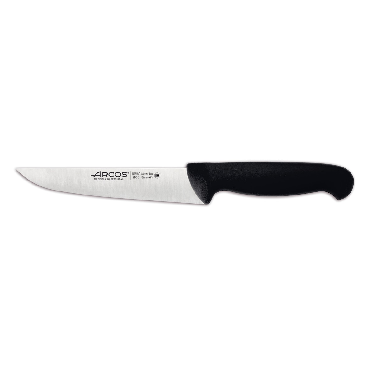 Arcos Cuchillo Cocina, Hoja de Acero Inoxidable NITRUM de 150 mm, Mango inyectado en Polipropileno, Color negro