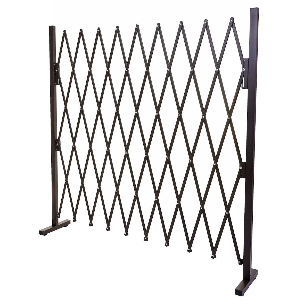 HWC-B34, puerta de tijera, protección telescópica para animales, aluminio marrón ~ altura 153cm, anchura 32-265cm