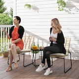 thumbnail of Gartenmöbel Set 3 teilig Rattan Beige 67x56x78 cm mit stapelbaren Stühlen und Tisch wetterfest UV beständig mit Kissen für Balkon Terrasse