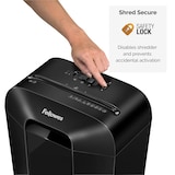 thumbnail of Destructora trituradora de papel Fellowes LX70, uso personal, destruye hasta 11 hojas en partículas de 4x40mm, Din P-4, papelera 18L /306 hojas