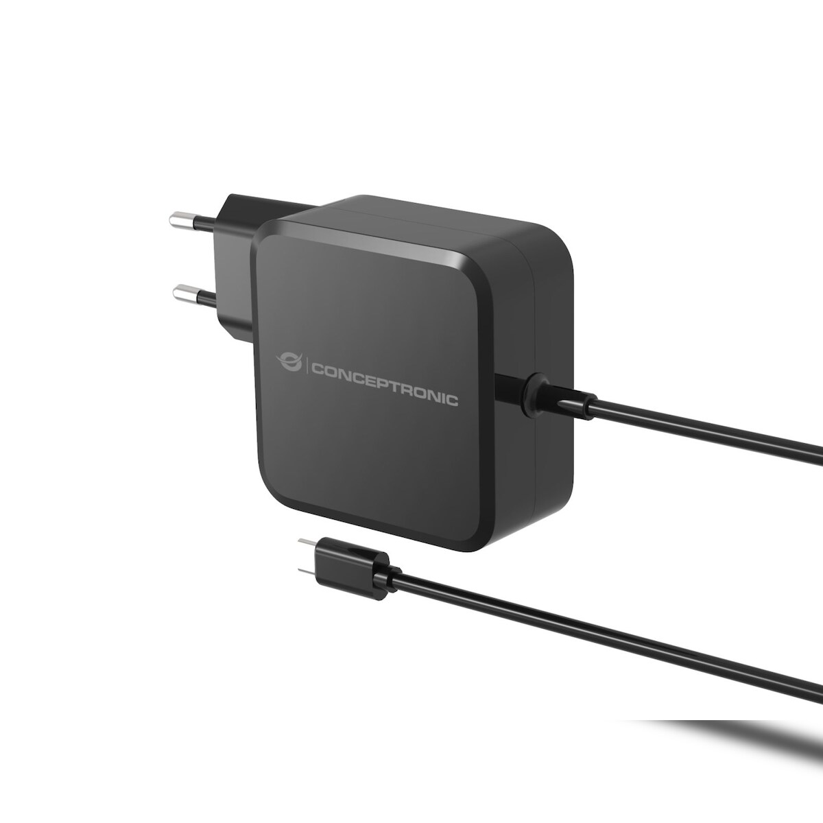 Conceptronic OZUL05BE 100W GaN USB-PD-Ladegerät, Eingebautes USB-C-Kabel