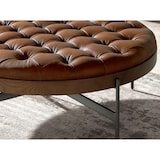 thumbnail of Angel Cerdá Runder Couchtisch aus dunkelbraunem Leder, Nussbaum und dunklem Stahl 2147C Ø100 x 40