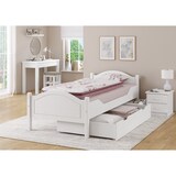 thumbnail of Einzelbett weiß 90x200 Futonbett Bettrahmen Singlebett Zubehör wählbar V-60.30-09WRollrost inkl.