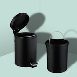 thumbnail of Relaxdays Kosmetikeimer, 3 Liter, entnehmbarer Inneneimer, Metall, Badezimmer & Gäste WC, Mülleimer mit Deckel, schwarz