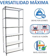 thumbnail of SimonRack Estantería Metálica, 2500x800x400 mm, 6 Alturas, Bandeja Metal, 180 kg de Punto Flexión, Antracita/Blanco - Simonclick