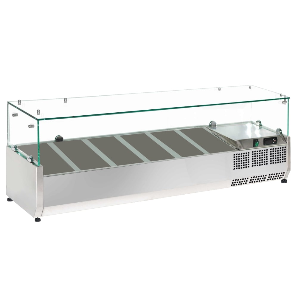 Frigorifero per ingredienti con vetrina per 6 cubetti gn 1/3 - 1500x395x440 mm - 160 W 230/1V - 7613150V Eurast