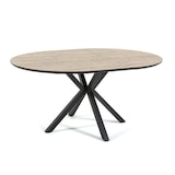 thumbnail of Uitschuifbare ronde tafel Ø120 cm, verlengbaar tot 160 cm, licht houten blad en zwarte metalen X-poten, modern en functioneel design – SEBASTIAN/Zwart