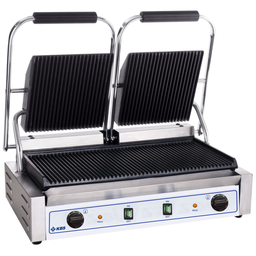KBS contactgrill grilloppervlak 47X23 cm boven & onder gegroefd 2 temperatuurzones