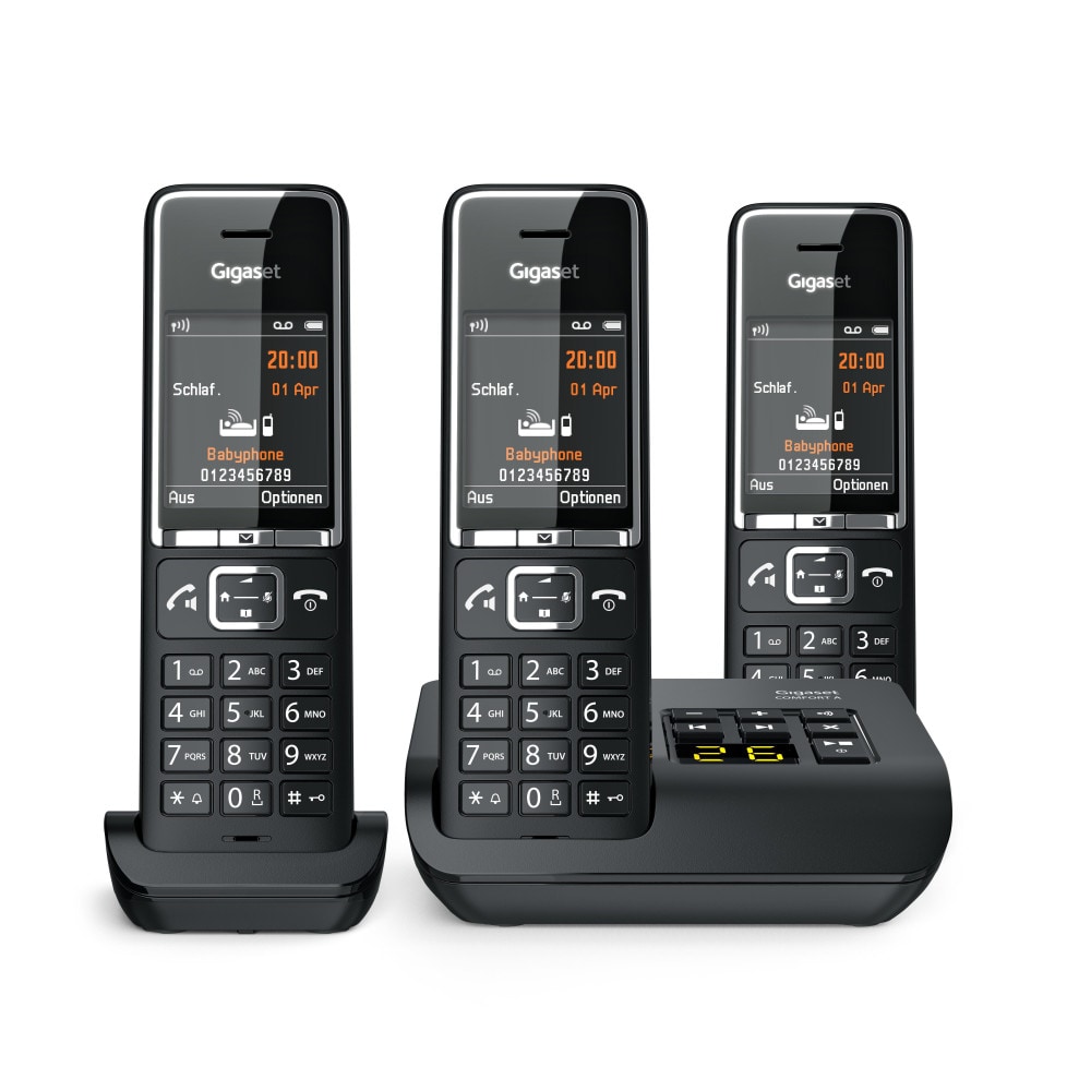 Gigaset Comfort 550A Trio Schnurloses Telefon, Schwarz/Chrom