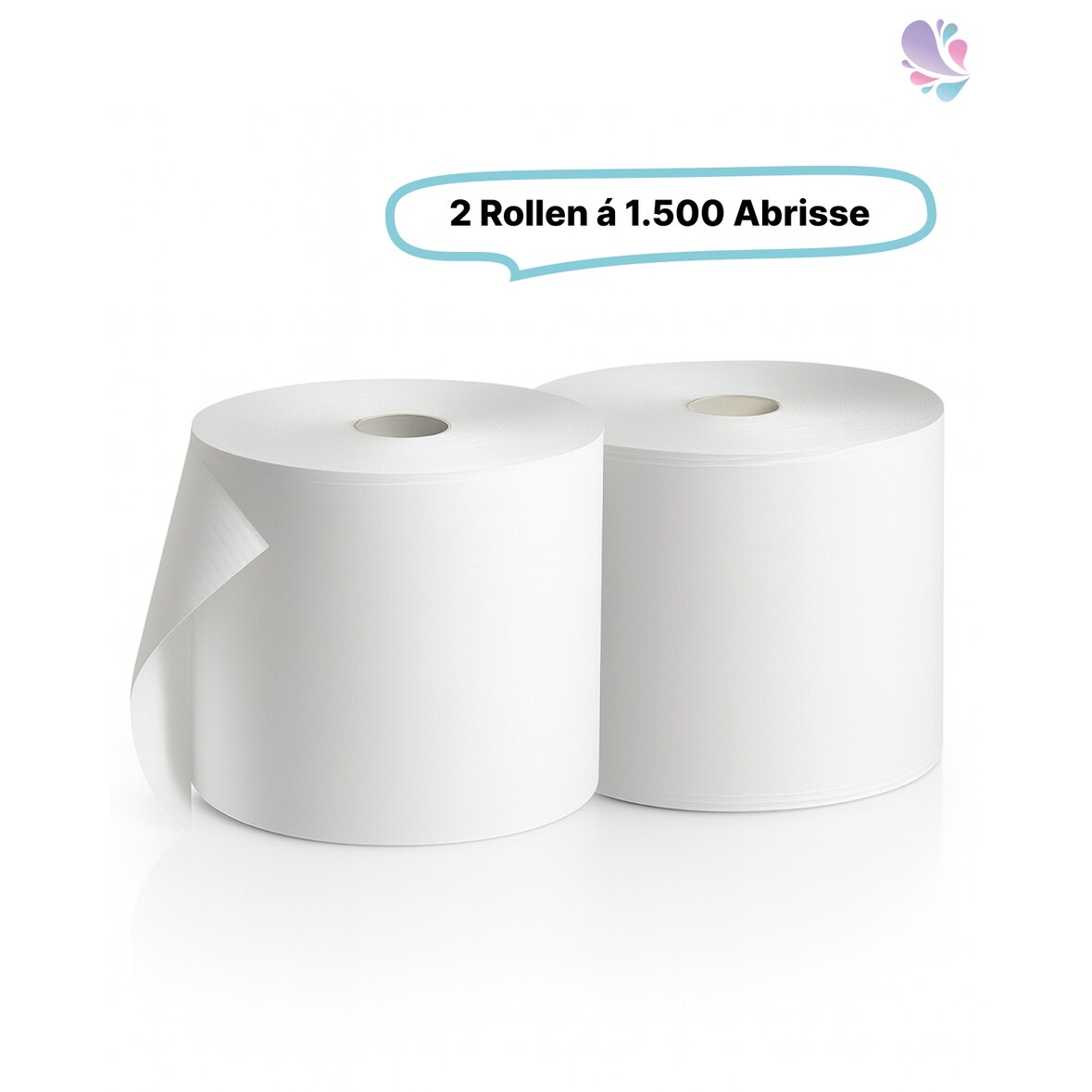 Putzrolle weiß, 2 Rollen, 2-lagig, 3.000 Abrisse, 240 x 350mm, saugstark, reißfest