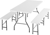 thumbnail of tectake Conjunto de mesa e bancos de campismo PANJA, dobrável e resistente às intempéries, para 8 pessoas, 180x70x74 cm, branco