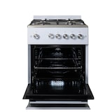 thumbnail of Gasline Gas-Standherd Gasbackofen mit Thermostat, 60cm SHGG6060FGWW,  Grill, Umluft, Weiß / gewalztes Edelstahl, elektrische Zündung Erdgas Propangas