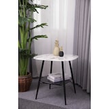 thumbnail of Möbilia Mesa de centro quadrada | 1 prateleira | Mármore de placa de vidro parece branco | Estrutura metálica preta | L55xP55xA55 cm