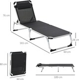 thumbnail of Outsunny Tumbona Plegable Reclinable de Aluminio con Reposacabezas Extraíble Respaldo Transpirable Ajustable en 4 Posiciones para Exterior 170x60x76cm