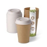 thumbnail of BIOZOYG 250 Stück Kaffeebecher mit passenden Pappdeckeln 300ml / 12oz Einwegbecher Pappbecher Kaffeetassen ungebleicht kompostierbar nachhaltig