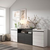 thumbnail of Kommode, Mobiler Kleiderschrank mit Schubladen, 214x35x75 cm, Schlafzimmer, Mit Stauraum, Moderner Stil, Schwarz und weiß - 456_11