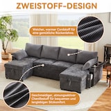thumbnail of Schlafsofa U-Form mit Stauraum, Getränkehaltern und Kissen – Umwandelbares Sofa 272x131x86 – Modernes Design in Grau
