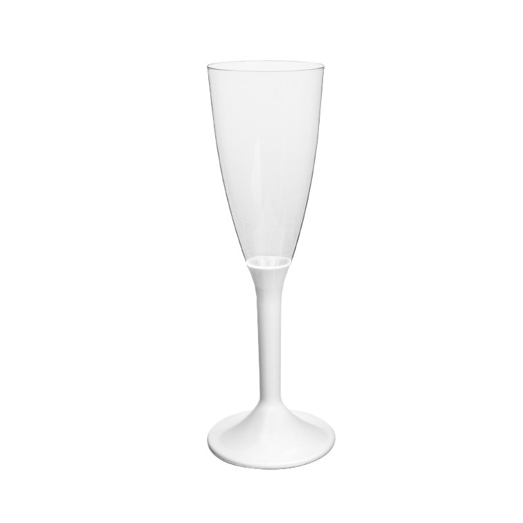MONOUSO - Mehrweg Sektglas aus PS Fuß Weiß 120ml 2-teilig (200 Stück)