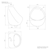 thumbnail of ECD Germany Urinal Weiß 35×46×30 cm Zulauf oben – Keramik Pinkelbecken oval, Nano-Versiegelung, senkrechter Ablauf