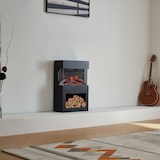 thumbnail of KAMINIO Elektrokamin Henri - Elektrischer Kaminofen mit Heizung, 3D-Flammeneffekt, Holzfach, Fernbedienung - Schwarz