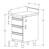thumbnail of vaiotec Schubladenschrank mit 3 Schubladen inkl. Aufkantung, 400 x 700 mm