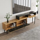thumbnail of TV-Ständer Marmor Holzmaserung mit PVC-Kante stabile Eisenbeine TV-Regal Stauraum Wohnzimmer Marmor- und Holzfarbe 120x30x50 cm