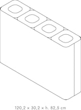 thumbnail of Stil Casa PURE sistema di raccolta rifiuti, acciaio verniciato, 120,2 x 30,2 x h. 82,5 cm, 240 L a quattro scompartimenti da 60 L ciascuno, nero.