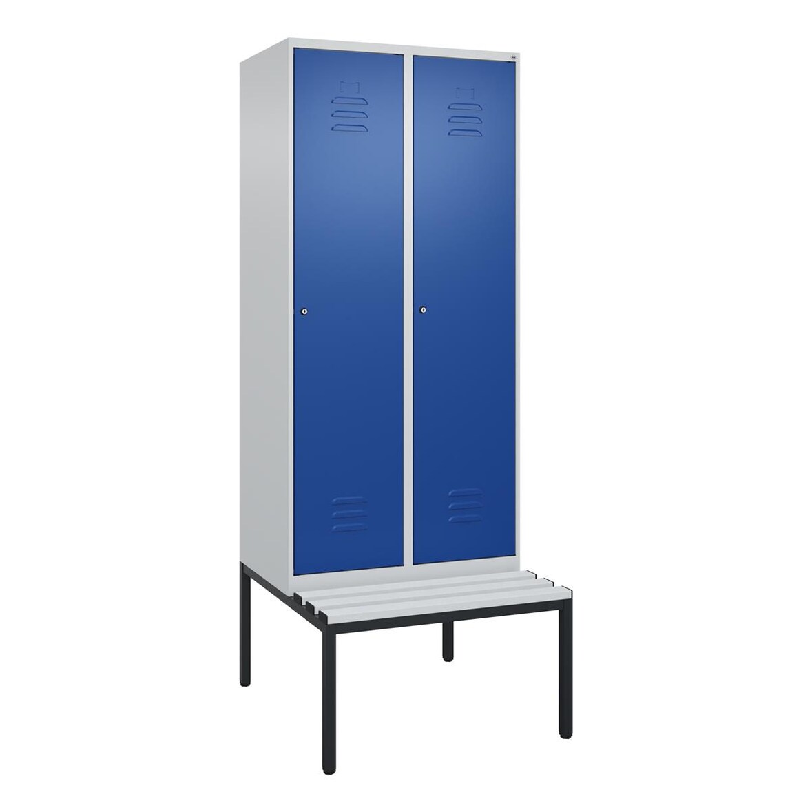 C+P Spind Classic PLUS, Bank, 2 Abteile, 2120x800x815mm, 7035/5010