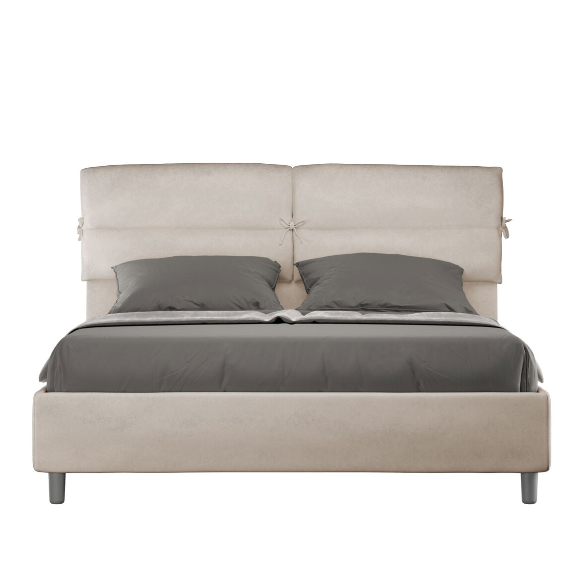 Cama doble con contenedor acolchado 160x210 en microfibra Nandy arena