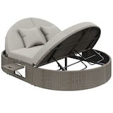 thumbnail of Merax rotan zonne-eiland voor 2 personen, verstelbare rugleuning en zijplateau, grijs