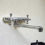 thumbnail of Rubinetto bagno cucina vintage epoca a parete per lavanderia o lavabo a canna dritta cromato