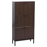 thumbnail of Schuhkipper HWC-P48, Schuhregal Schuhschrank, 3 Kippfächer Ablage MDF Melamin 125x60x25cm ~ Walnuss-Optik