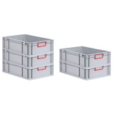 thumbnail of PROREGAL 5x Eurobox NextGen Color | HxBxT 17x40x60cm | 34 Liter | Griffe rot geschlossen | Glatter Boden | Eurobehälter