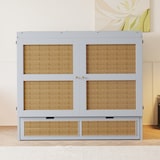 thumbnail of Schrankbett 140x200 cm mit Stauraum – platzsparendes Klappbett im modernen Rattan-Design, grau, ideal für kleine Räume