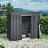 thumbnail of Wasabi - Caseta Metálica de Jardín 3,14m2 Light Anthracite - 2 Rejillas Anticondensación - Puerta Corredera Doble - Techo Inclinado - Cobertizo Metal