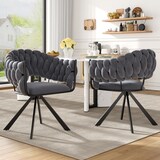 thumbnail of Polsterstühle 2er-Set Samt Grau 64x54x77 cm mit Metallbeinen, ergonomisch, höhenverstellbare Füße
