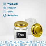 thumbnail of 5 frascos quadrados de vidro para especiarias de 80 ml com tampa + 5 ardósias + giz - Frascos de arrumação para cozinha