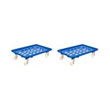 thumbnail of PROREGAL 2x Transportroller für Euroboxen 60x40cm mit Kunststoffräder blau | Gitter/Rasterdeck | 2 Lenkrollen & 2 Bremsrollen