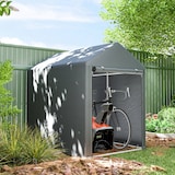 thumbnail of Carpa para herramientas bicicletas y motos 1,2x1,8x1,65 m garaje portátil con 2 habitaciones puerta con cremallera impermeable anti-UV gris oscuro