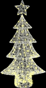 Ein beleuchteter Weihnachtsbaum mit Stern.