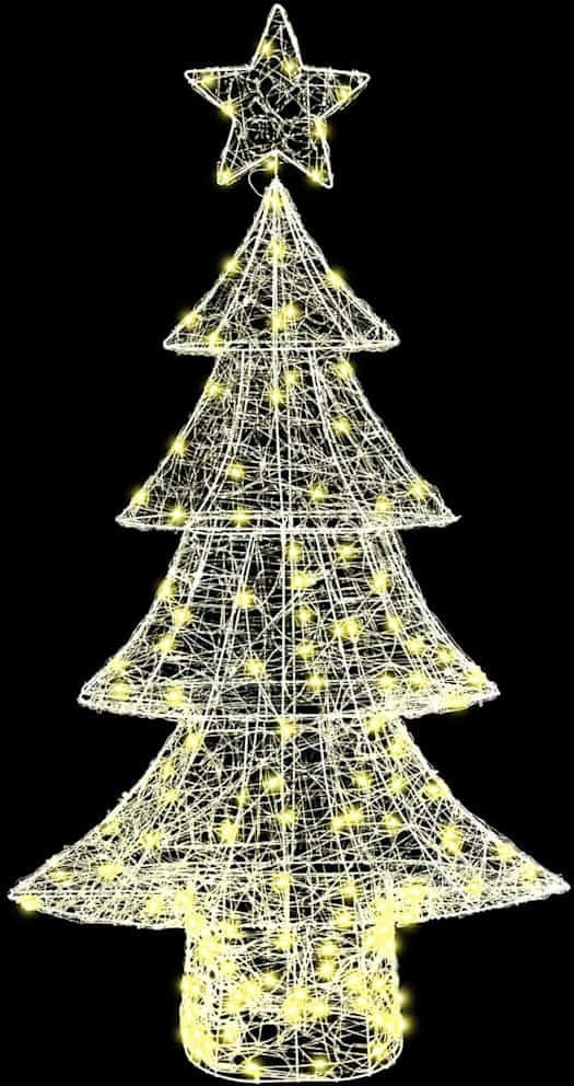 Ein beleuchteter Weihnachtsbaum mit Stern.