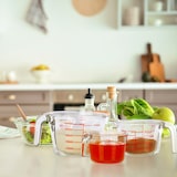 thumbnail of Relaxdays Messbecher Set, 3-teilig, Glasmessbecher 250 ml, 500 ml, 1l, hitzebeständig, mikrowellengeeignet, transparent