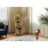 thumbnail of Estantería HWC-M21, estantería de pie estantería de baño estantería de almacenaje estantería de salón con 3 cestas, bambú 77x23x30cm