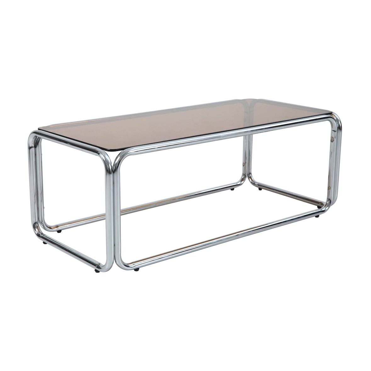 Oviala Table basse rectangulaire L110 cm en métal et verre trempé marron