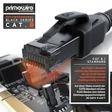 thumbnail of Primewire Patchkabel CAT 8 mit Baumwollummantelung, Gigabit Ethernet LAN Kabel - Black Series, 40 Gbit/s - S/FTP PIMF Schirmung, Netzwerkkabel - 15m