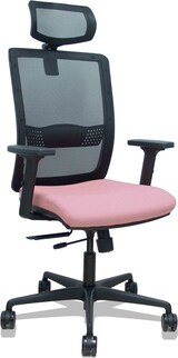 thumbnail of Silla Haches traslack malla negra asiento bali rosa brazos 2D ruedas 65mm cabecero regulable