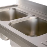 thumbnail of Romux® Fregadero de Acero Inoxidable de 2 Senos con Escurridor Derecha 1600x600x850 mm Desmontable | Pica Industrial con patas | Pila Lavadero