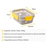 thumbnail of PIKA - Boite alimentaire 640ml en verre et couvercle en verre trempé - Hermétique, Compatible au micro-ondes, four, congélateur - GlassShock