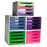 thumbnail of Exacompta 228654D 1x ECOBOX ladenbox met 4 laden voor DIN A4+ documenten, grijs-framboos