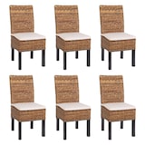 thumbnail of Conjunto de 6 cadeiras de sala de jantar cadeira de vime M69 cadeira BALI vime de banana ~ escuro, com almofada